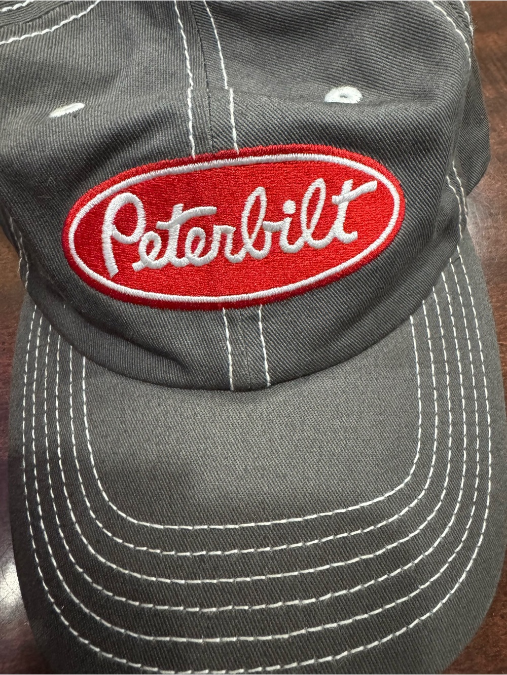 Peterbilt hats for men(v1) Gray Cap with Red Logo